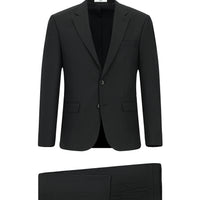 Black 6-Drop Regular Fit Standard Cut Wool Suit