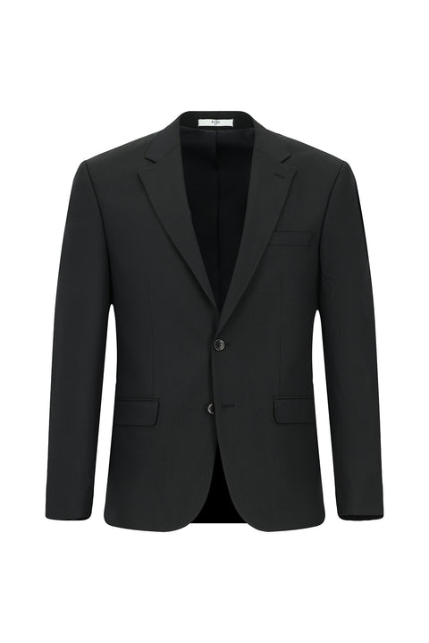 Black 6-Drop Regular Fit Standard Cut Wool Suit