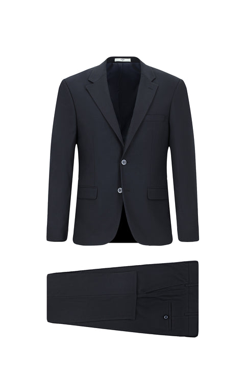Koyu Lacivert 6 Drop Regular Fit Standart Kesim Yünlü Takım Elbise