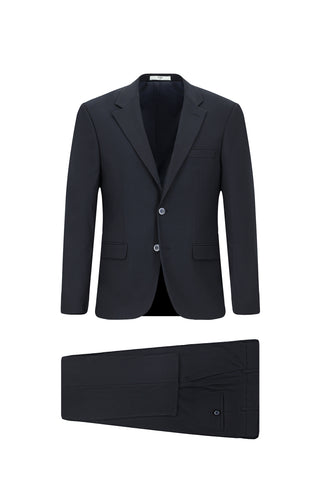  Koyu Lacivert 4 Drop Relaxed Fit Rahat Kesim Yünlü Takım Elbise
