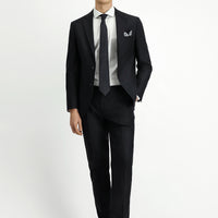 Black 7 Drop Slim Fit Elastic Waist Wool Suit