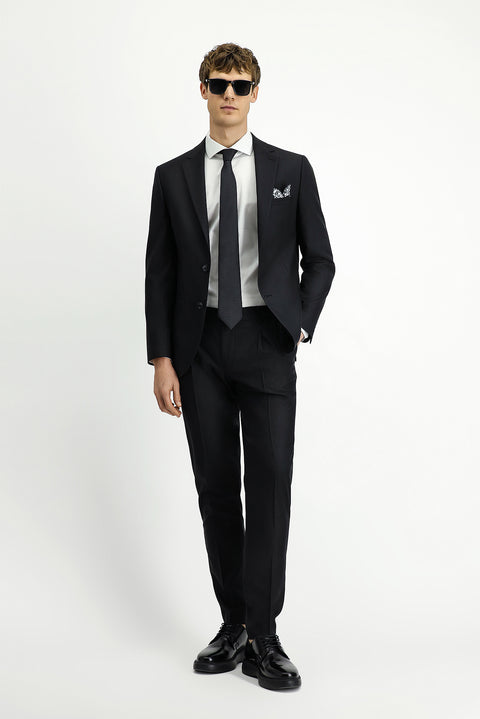 Black 7 Drop Slim Fit Elastic Waist Wool Suit