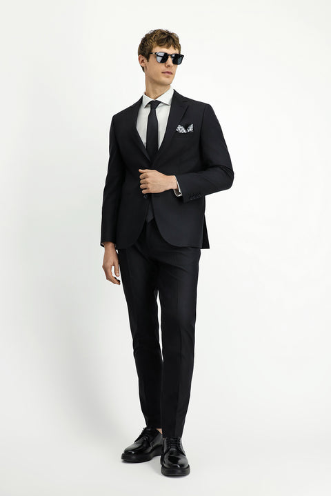 Black 7 Drop Slim Fit Elastic Waist Wool Suit