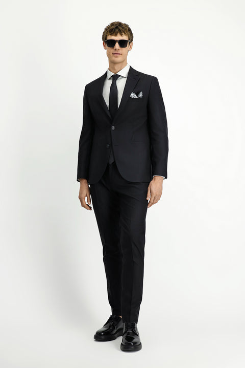 Black 7 Drop Slim Fit Elastic Waist Wool Suit