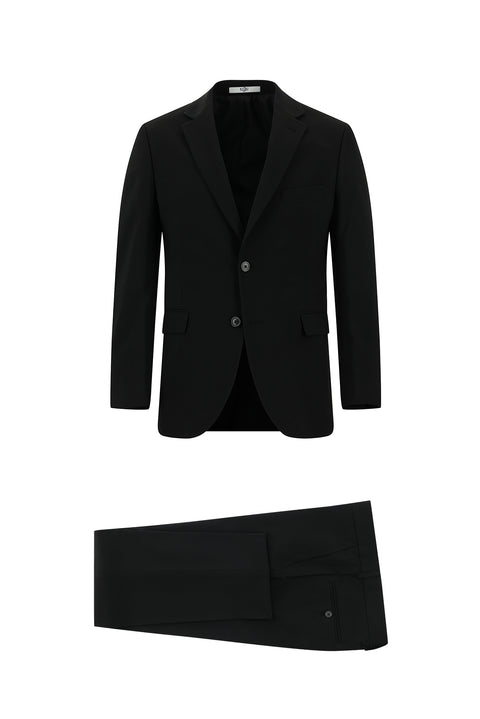 Black 7 Drop Slim Fit Narrow Cut Wool Suit
