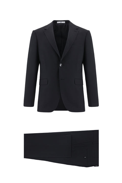 Black 7 Drop Slim Fit Narrow Cut Wool Suit
