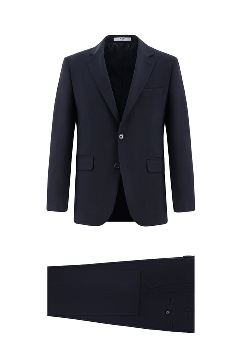 Dark Navy 4-Drop Relaxed Fit Wool Suit