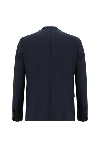  Koyu Lacivert 7 Drop Slim Fit Dar Kesim Yünlü Takım Elbise