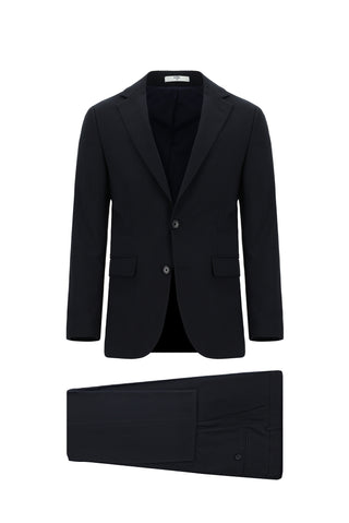  Koyu Lacivert 7 Drop Slim Fit Dar Kesim Yünlü Takım Elbise