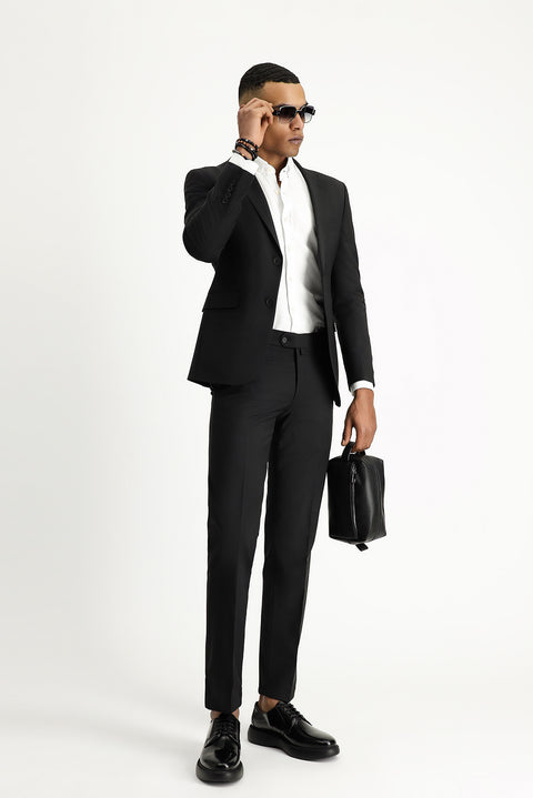 Black 7 Drop Slim Fit Narrow Cut Wool Suit