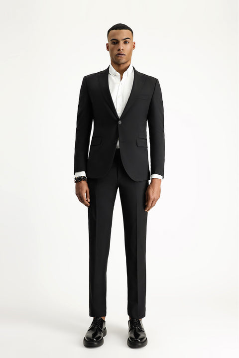 Black 7 Drop Slim Fit Narrow Cut Wool Suit