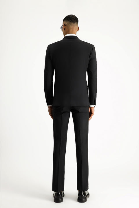 Black 7 Drop Slim Fit Narrow Cut Wool Suit