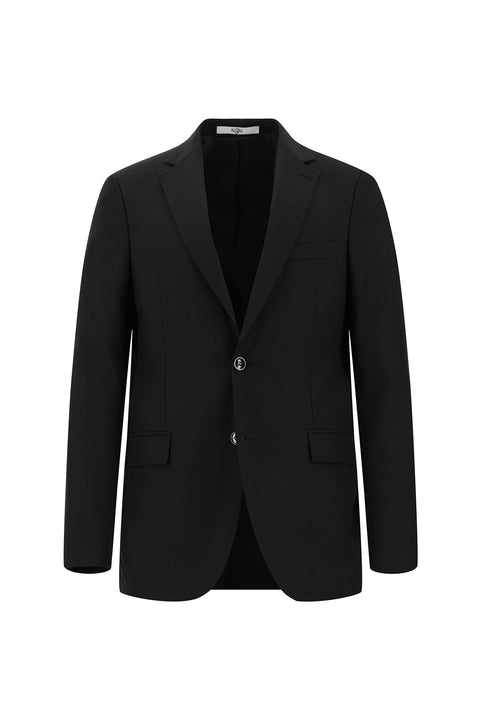 Black 4-Drop Relaxed Fit Wool Suit
