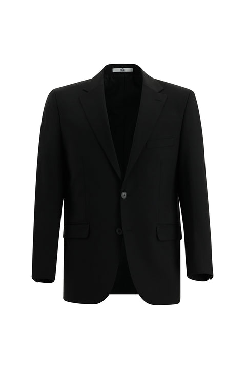Black 4-Drop Relaxed Fit Wool Suit