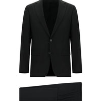 Black 6-Drop Regular Fit Standard Cut Wool Suit