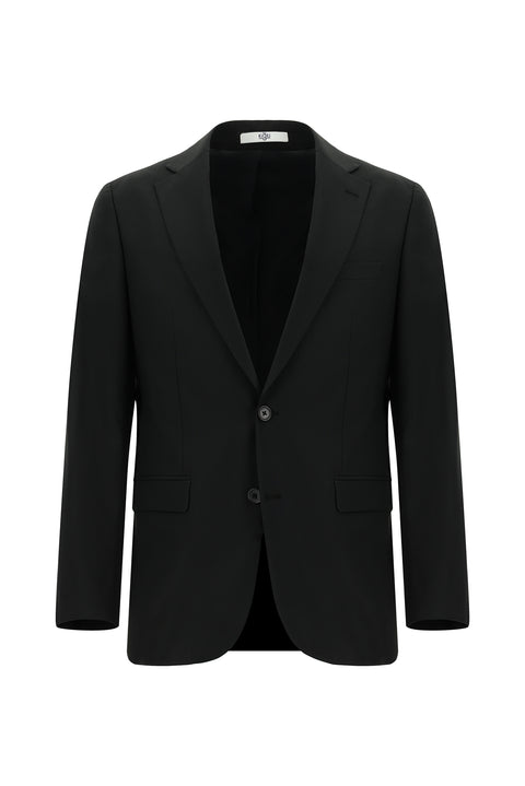 Black 6-Drop Regular Fit Standard Cut Wool Suit
