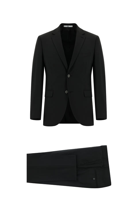 Black 7 Drop Slim Fit Narrow Cut Wool Suit