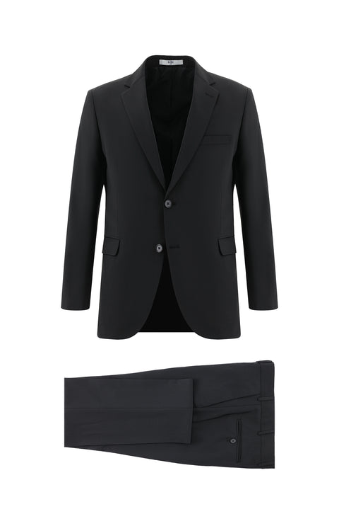 Black 7 Drop Slim Fit Narrow Cut Wool Suit