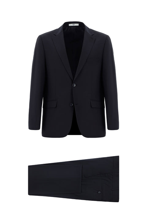 Dark Navy 4-Drop Relaxed Fit Wool Suit