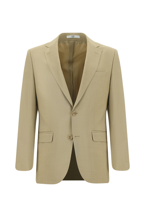 Medium Beige 6 Drop Regular Fit Standard Cut Wool Suit