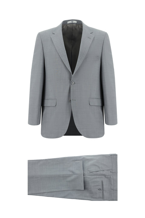 Light Grey 4 Drop Relaxed Fit Wool Suit