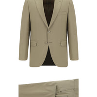 Dark Beige 7 Drop Super Slim Fit Extra Narrow Cut Wool Suit