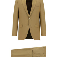 Tan 7 Drop Super Slim Fit Extra Narrow Cut Wool Suit
