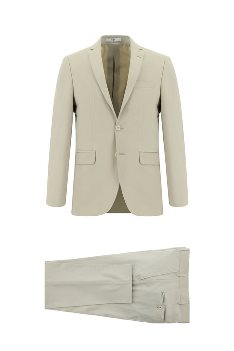 Cream 7 Drop Super Slim Fit Extra Narrow Cut Wool Suit