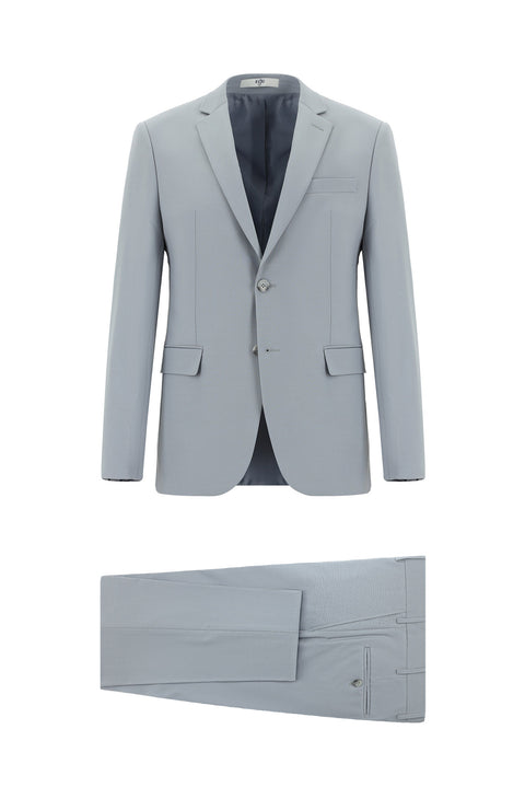 Light Grey 7 Drop Super Slim Fit Extra Narrow Cut Wool Suit