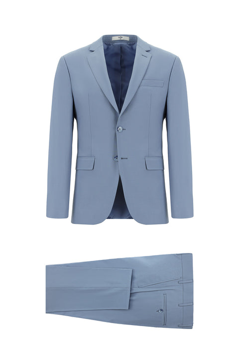 Light Blue 7 Drop Super Slim Fit Extra Narrow Cut Wool Suit
