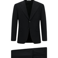Black 8 Drop Muscle Fit Long Athletic Cut Wool Suit