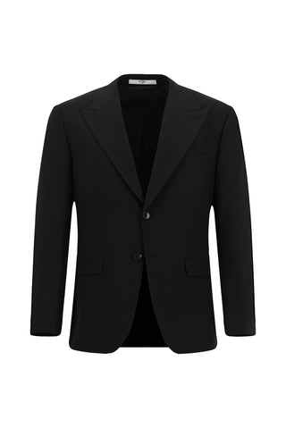  Siyah 4 Drop Relaxed Fit Rahat Kesim Yünlü Takım Elbise