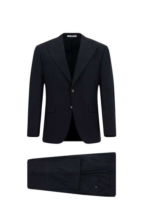 Dark Navy 7 Drop Slim Fit Narrow Cut Wool Suit