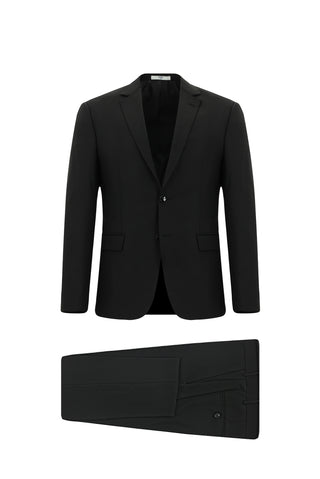  Siyah 6 Drop Regular Fit Standart Kesim Mono Yaka Yünlü Takım Elbise