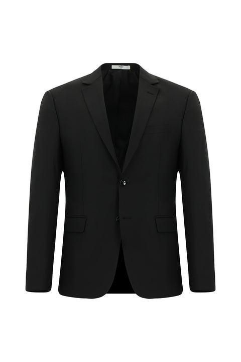 Black 7 Drop Slim Fit Narrow Cut Mono Collar Wool Suit