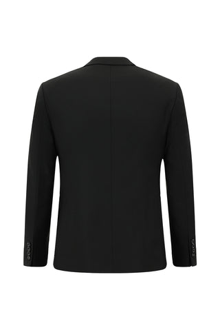  Siyah 4 Drop Relaxed Fit Rahat Kesim Mono Yaka Yünlü Takım Elbise