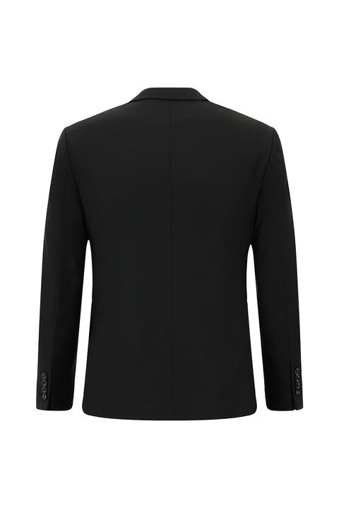 Siyah 4 Drop Relaxed Fit Rahat Kesim Mono Yaka Yünlü Takım Elbise