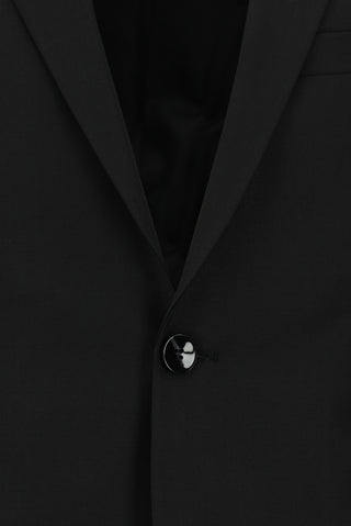  Siyah 7 Drop Slim Fit Dar Kesim Mono Yaka Yünlü Takım Elbise