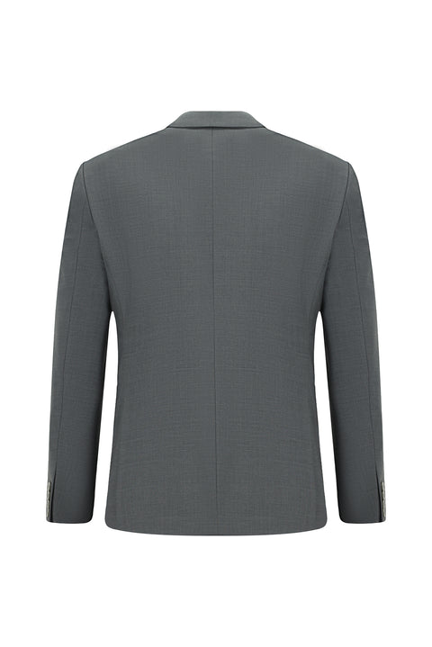 Light Gray 6-Drop Regular Fit Standard Cut Mono-Neck Wool Suit