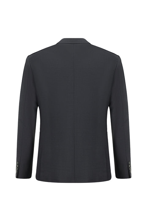 Medium Gray 4-Drop Relaxed Fit Comfortable Cut Mono-Neck Wool Suit