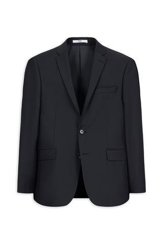  Koyu Lacivert 4 Drop Relaxed Fit Rahat Kesim Mono Yaka Yünlü Takım Elbise
