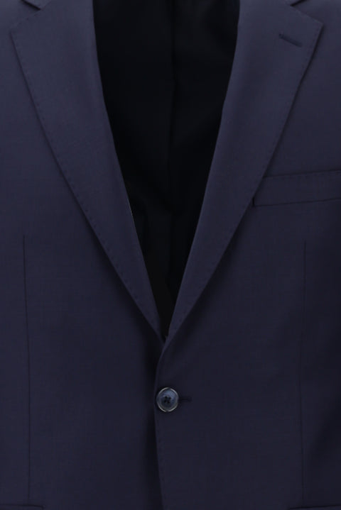 Orta Lacivert 7 Drop Slim Fit Dar Kesim Yünlü Takım Elbise