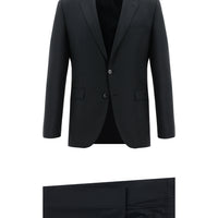Black 6-Drop Regular Fit Standard Cut Wool Suit