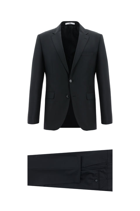 Black 6-Drop Regular Fit Standard Cut Wool Suit