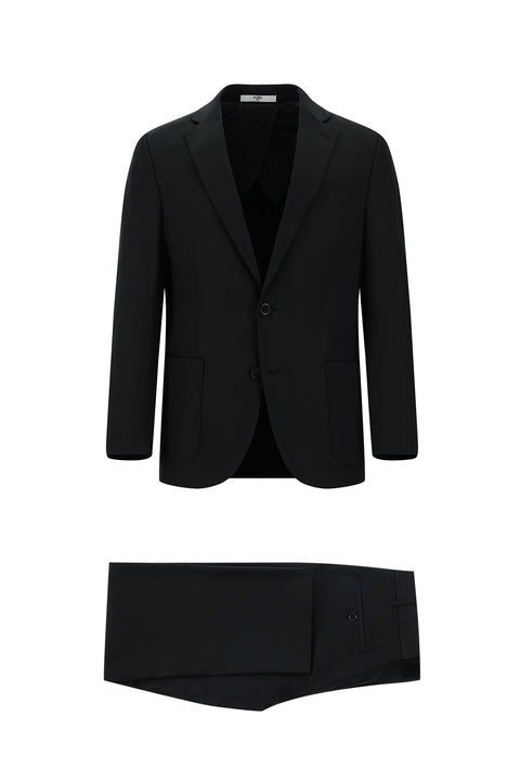 Black 7 Drop Slim Fit Narrow Cut Cotton Suit