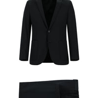 Black 7 Drop Super Slim Fit Extra Narrow Cut Cotton Suit with Elastic Waistband