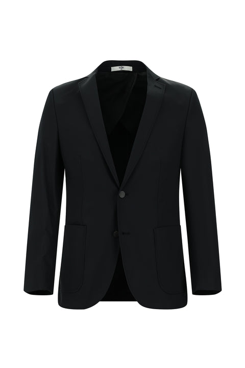 Black 7 Drop Super Slim Fit Extra Narrow Cut Cotton Suit with Elastic Waistband