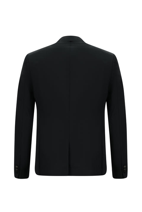 Black 7 Drop Super Slim Fit Extra Narrow Cut Cotton Suit with Elastic Waistband