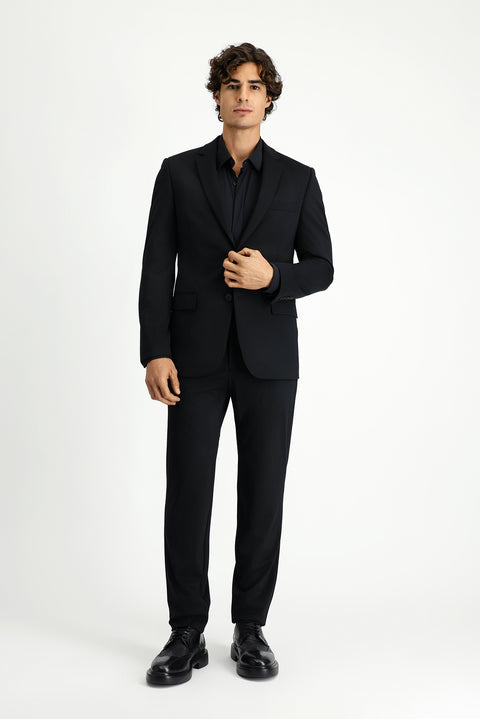 Siyah Techno-Line 7 Drop Super Slim Fit Eksra Dar Kesim Beli Lastikli İpli Çantalı Likralı Takım Elbise