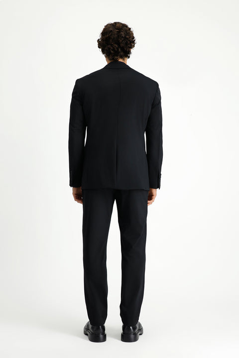 Siyah Techno-Line 7 Drop Super Slim Fit Eksra Dar Kesim Beli Lastikli İpli Çantalı Likralı Takım Elbise